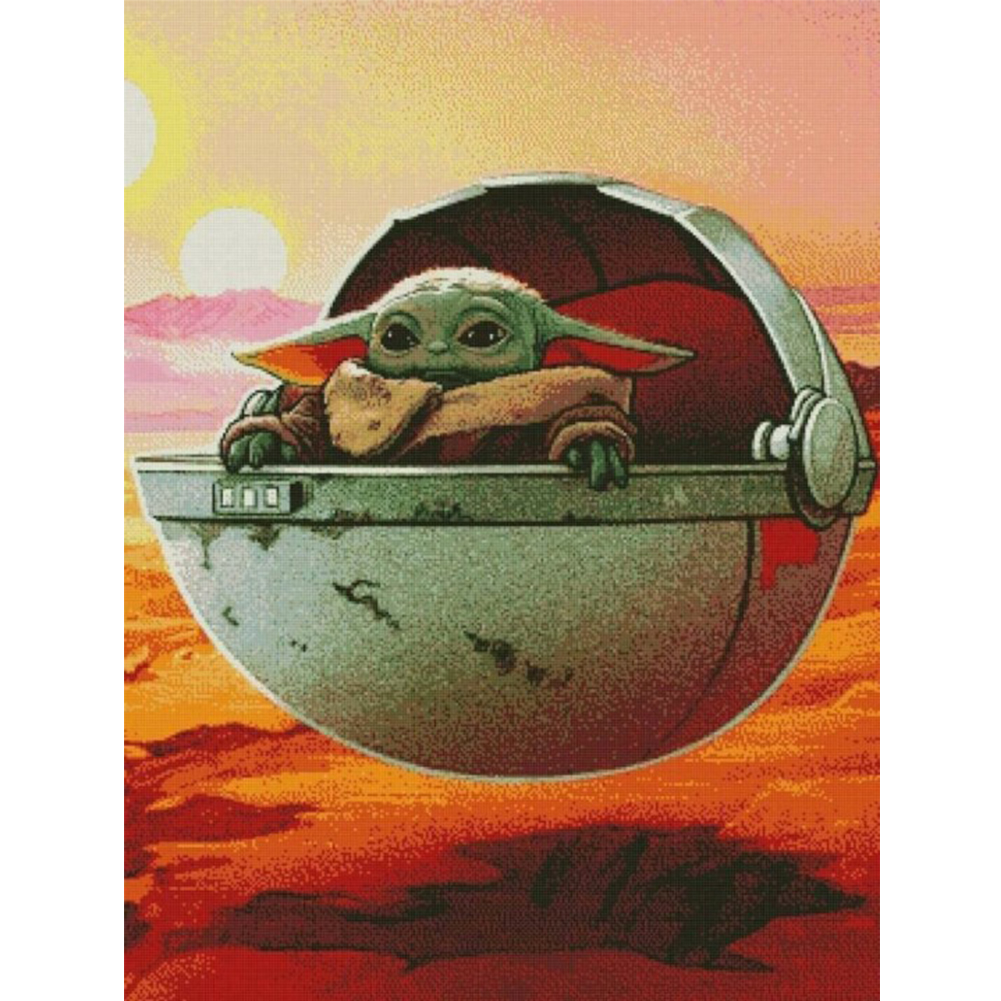 

30*40CM - Round Drill Diamond Painting - Cartoon Green Monster, 501 Original
