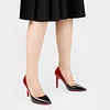 Women's 90mm Middle Heels Pointy Toe Red Bottom Pumps Gradient Color Patent