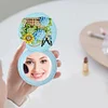 (US Local)DIY Diamond Art Portable Cosmetic Mirror Round Diamond Painting Crafts (Coffee)