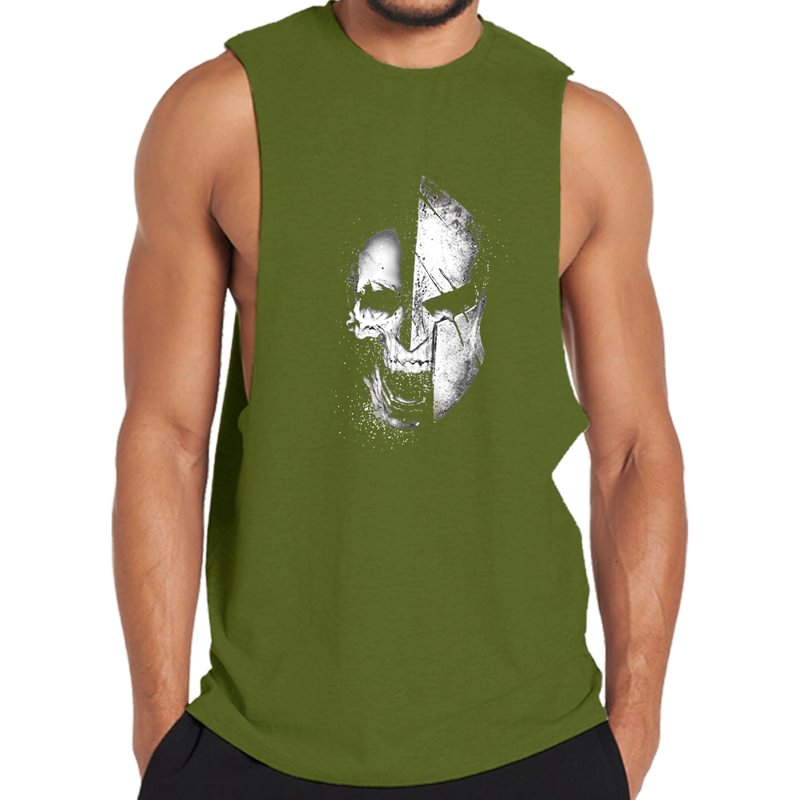 Cotton Spartan Warrior Graphic Tank Top tacday