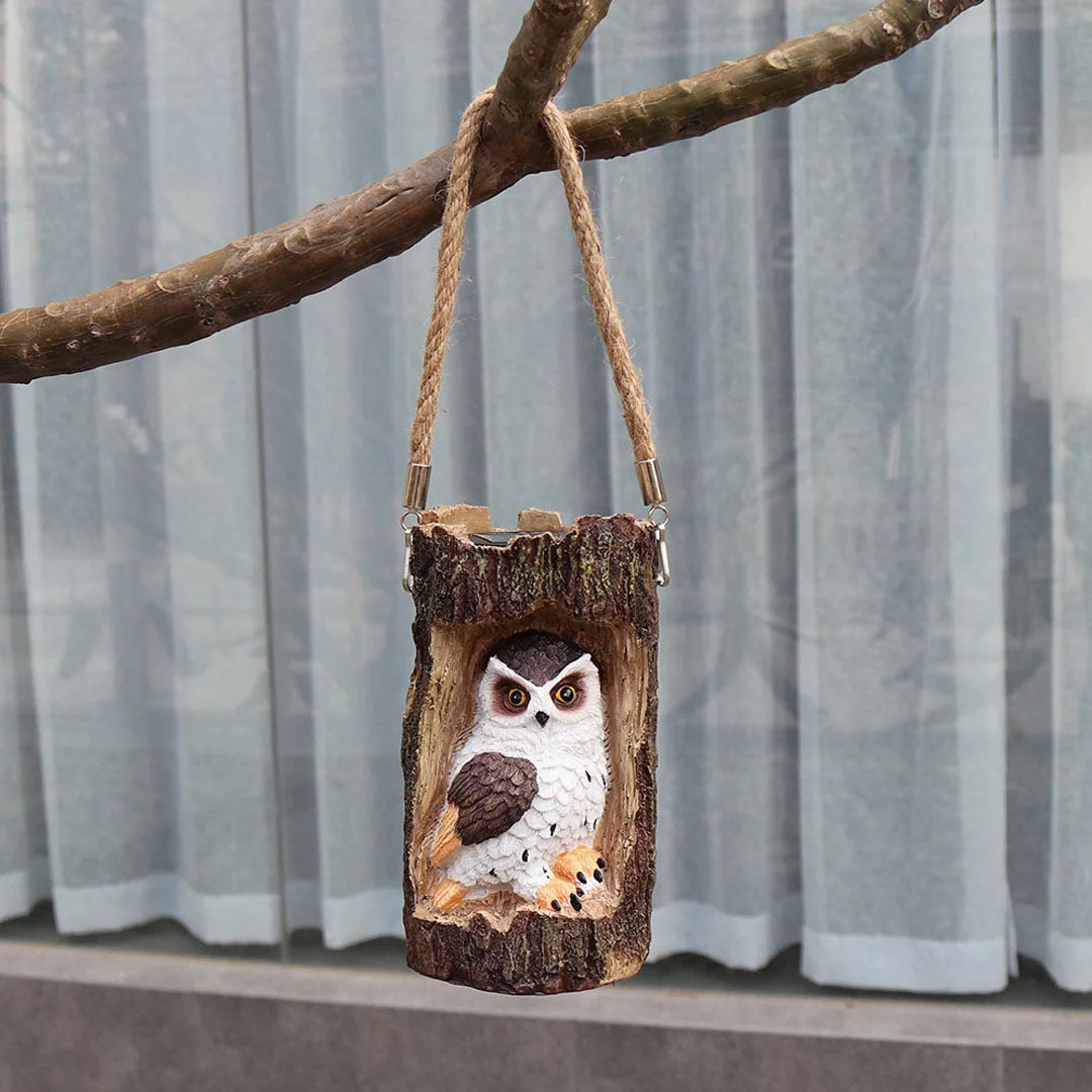 Solar Tree Stump Owl Night Light