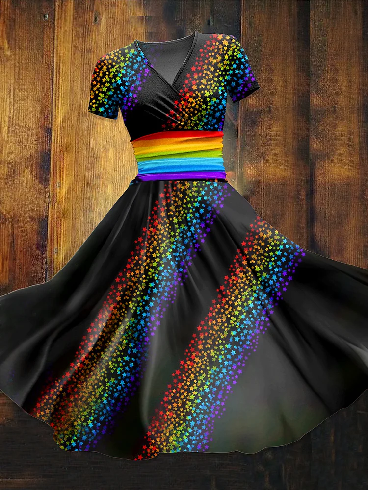 Women's  Rainbow Art Print  Maxi Dress
