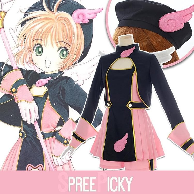 Cardcaptor Sakura Pink Black Battle Cosplay Costume SP1711507