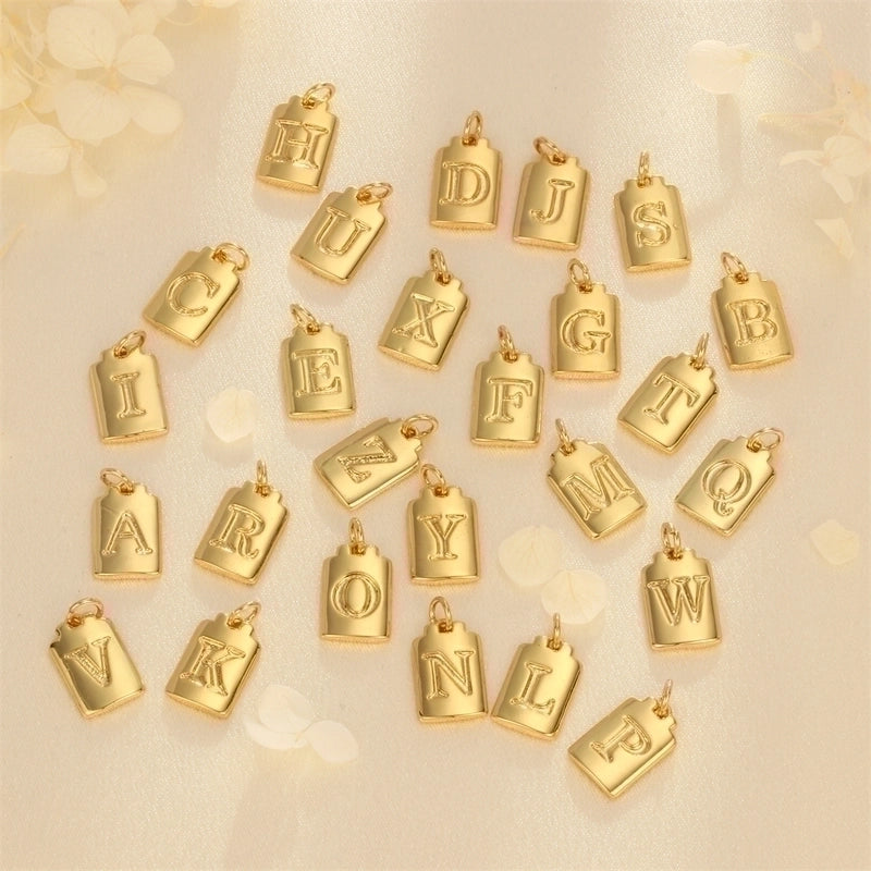 Minimalist Letter Copper Plating 18k Gold Plated Charms