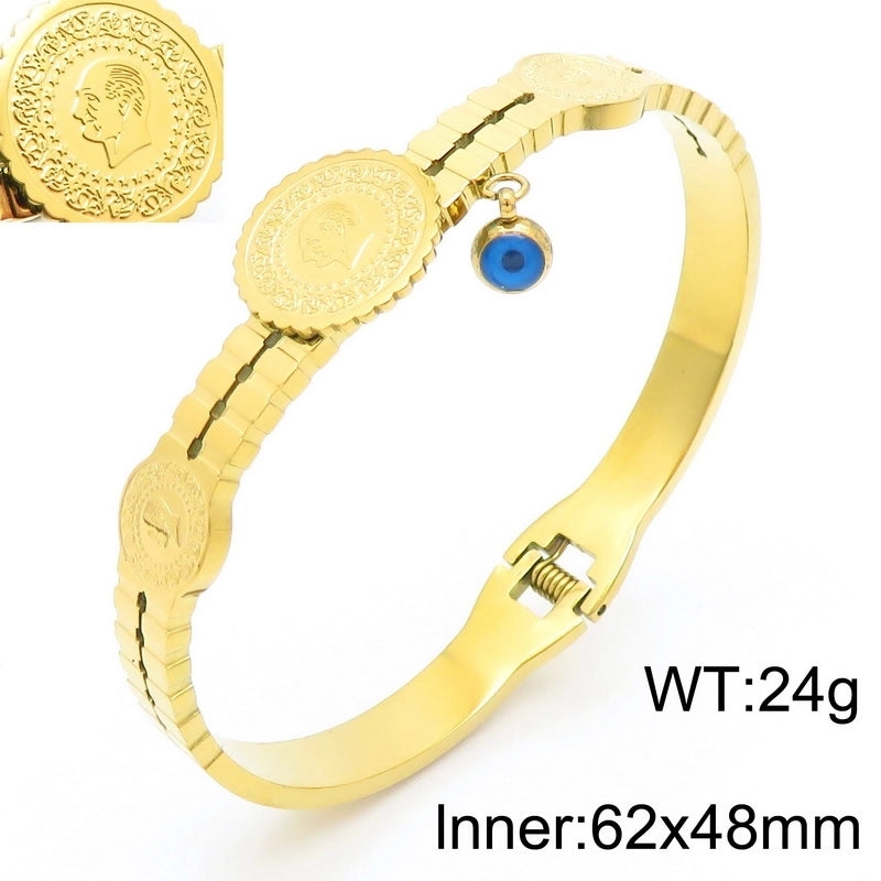 Minimalist Solid Color 304 Stainless Steel 18K Gold Plated Bangle In Bulk