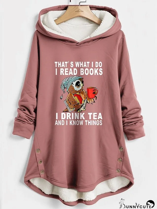 Women's Hoodie Sweatshirt Pullover Sherpa Fleece Lined Graphic Letter Warm Fuzzy Print Button Light Pink Pink Blue Casual Sports Hoodie Long Sleeve Top Micro-elastic Fall & Winter