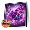 Fleur de papillon violet-plein diamant rond peinture-30 * 30cm