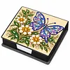 PU 5D Pearl Diamond Painting Kit Note Box DIY Diamond Art Notepad Box with 160 Sheets of Paper (Flower Butterfly)