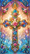Luxury AB Velvet Diamond Painting Kit - Divine Floral Cross