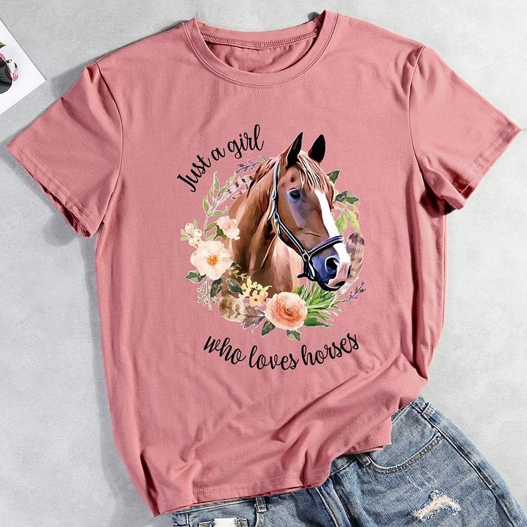ANB -  Just a girl who loves horses T-shirt Tee -012130