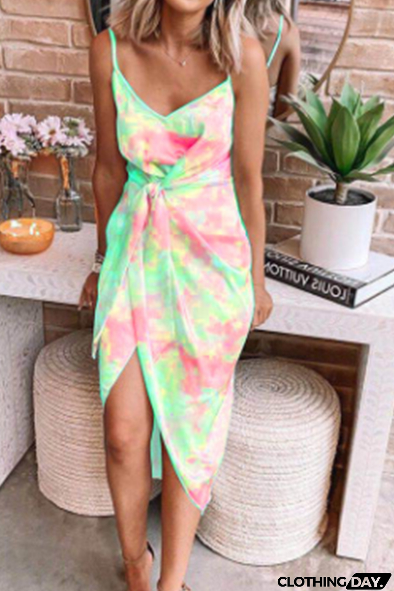 Fashion Casual Print Graffiti V Neck Printed Dress Dresses