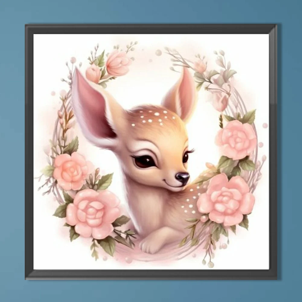 Full Round Diamond Painting 40*40cm - Flower Deer