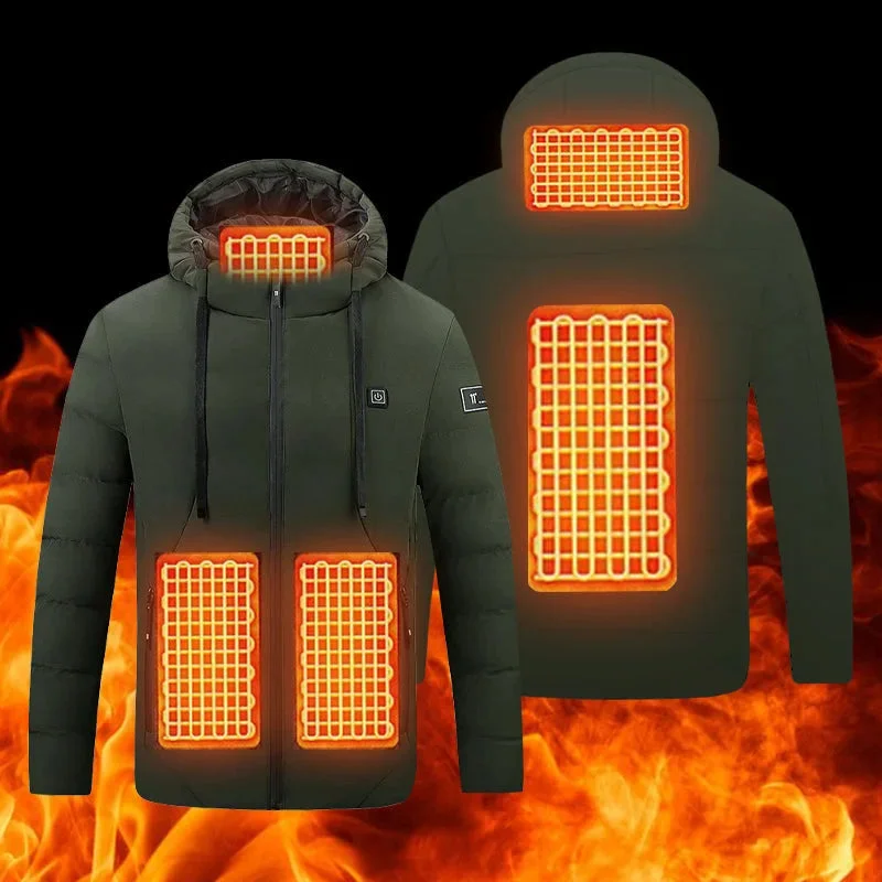 Winter Heated Jackets Smart Heating Cotton Coats Heated Hooded Jackets for Men