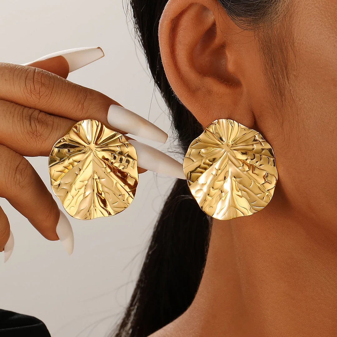 Lotus Leaf Gold-Plated Earrings