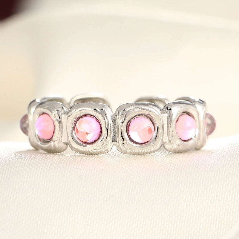 2 Pieces Modern Style Classic Style Geometric Leaf Heart Shape 304 Stainless Steel Zircon 18K Gold Plated Plating Open Rings