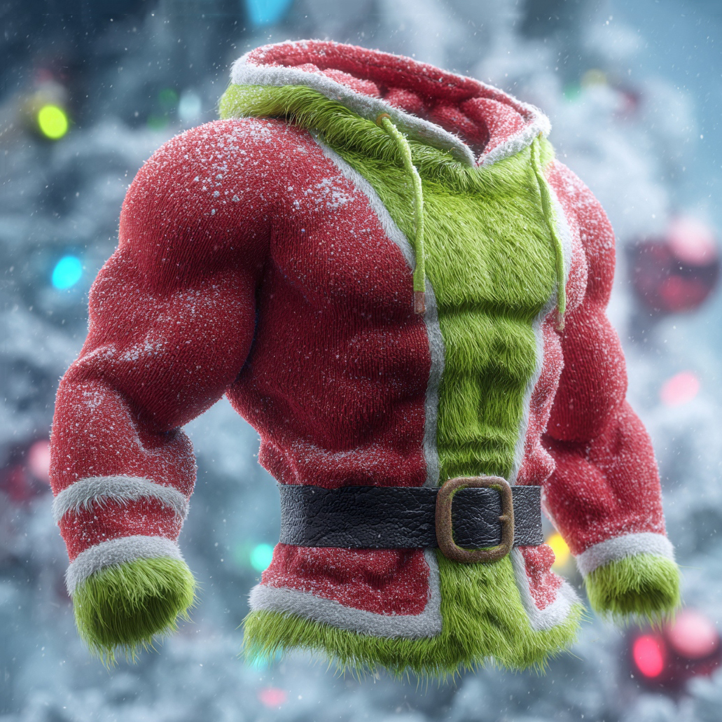 Men's Santa Claus Color Block Cosplay Plush Hoodie elevenforest