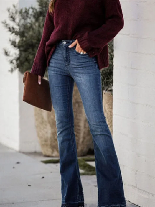 Women plus size clothing Women's Temperament Skinny Pockets Jeans-Nordswear