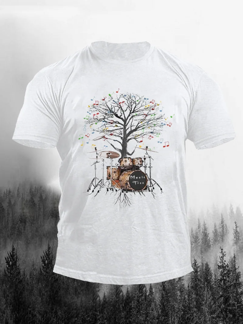 Musical plant tree print men's T-shirt in  mildstyles