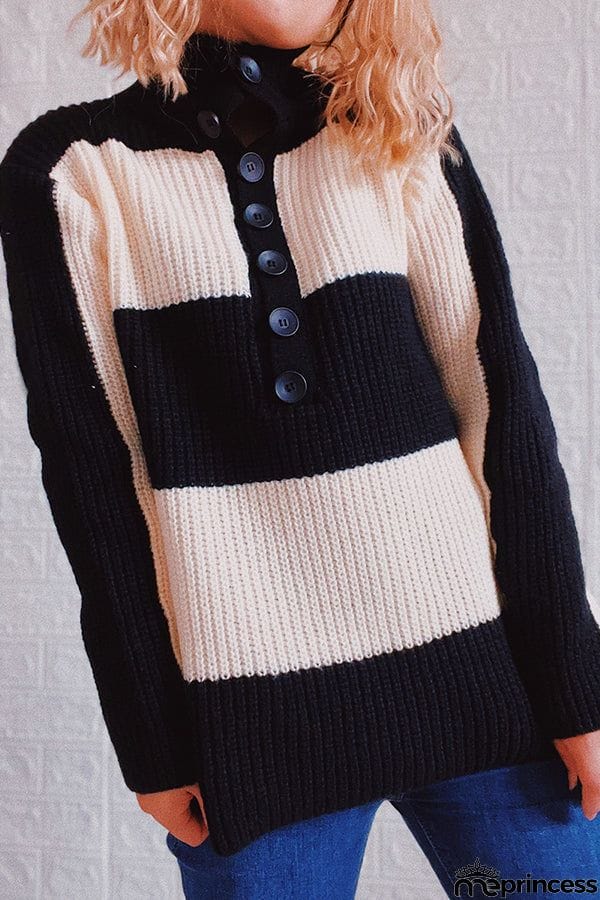 Saturday In the Park Stripe Button Sweater