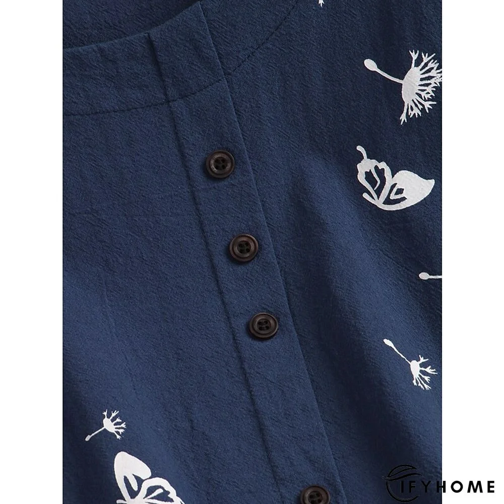 Women's Shirt Blouse Graphic Floral Short Sleeve Date Vacation Daily Casual Crew Neck Cotton Slim L | IFYHOME