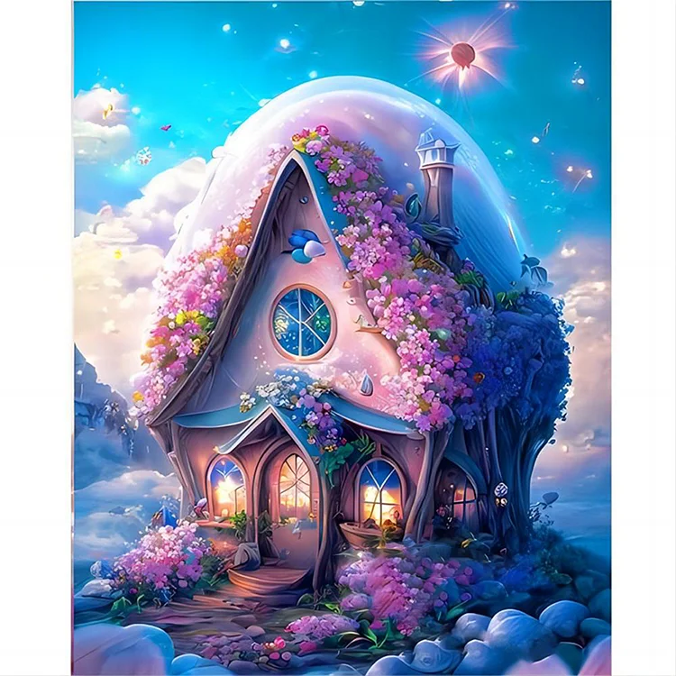 Fantasy Romantic Pink House 11CT Counted/Stamped Cross Stitch (40*50CM) fgoby