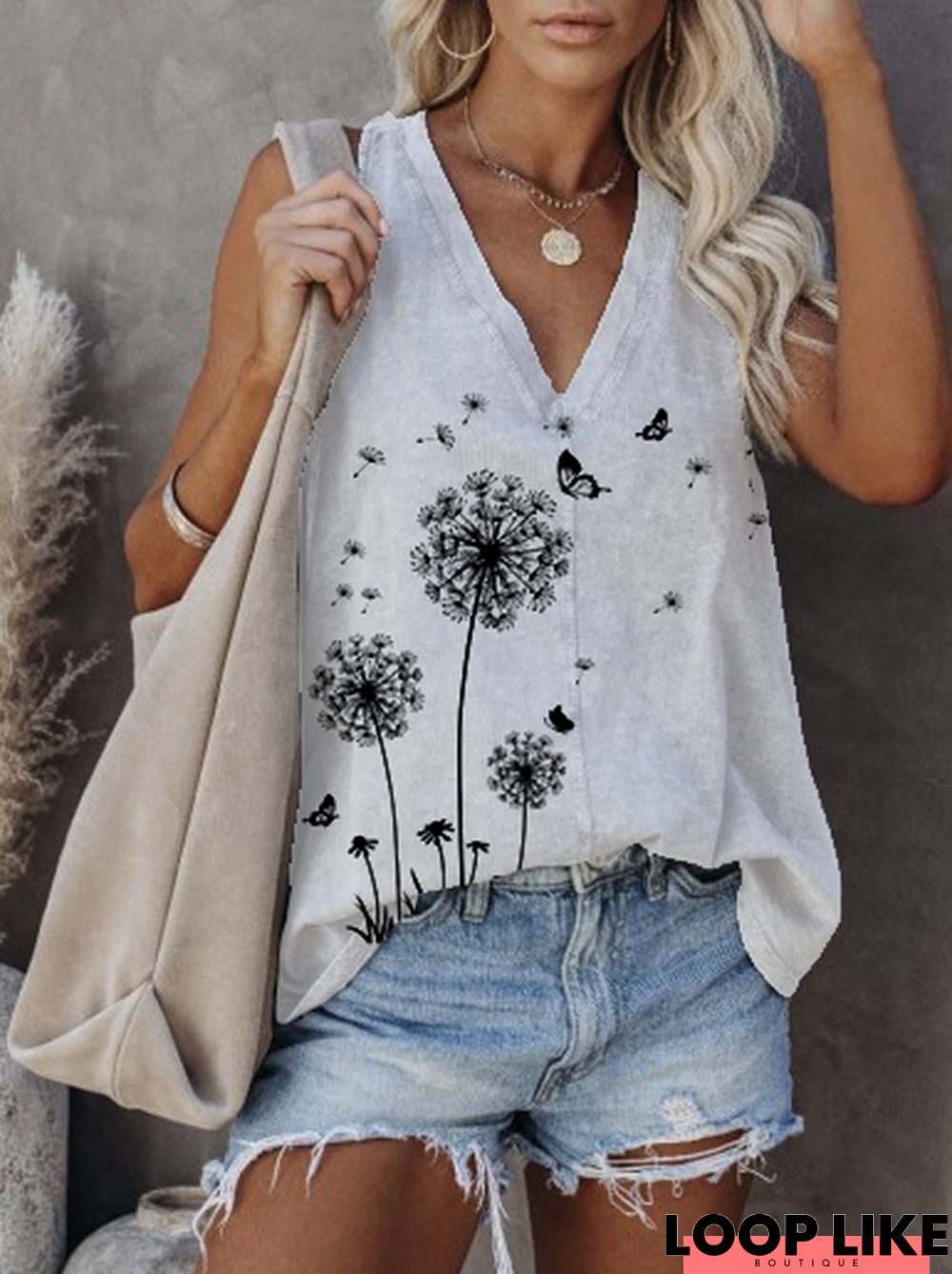 Vintage Floral Cold Shoulder T-shirt