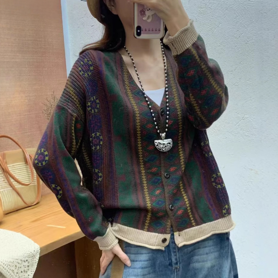 Chicfifth Sweater Women Winter Long Sleeve High Quality Autumn Vintage Top Knitted Cardigan