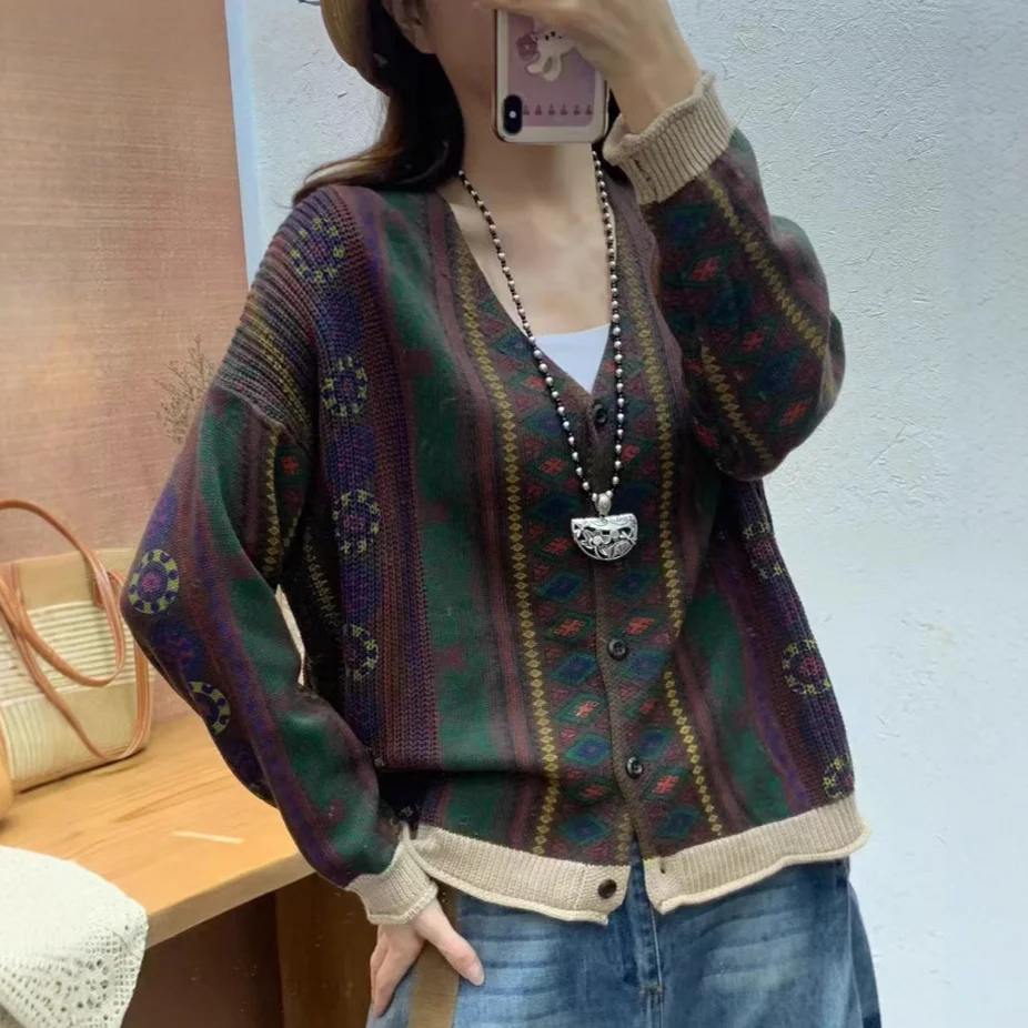 Chicfifth Sweater Women Winter Long Sleeve High Quality Autumn Vintage Top Knitted Cardigan
