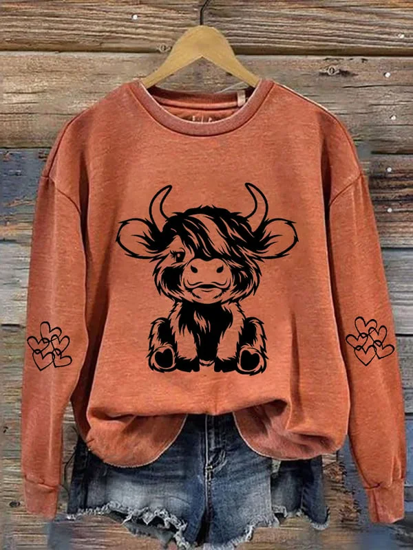 Women's Highland Cow Casual Sweatshirt