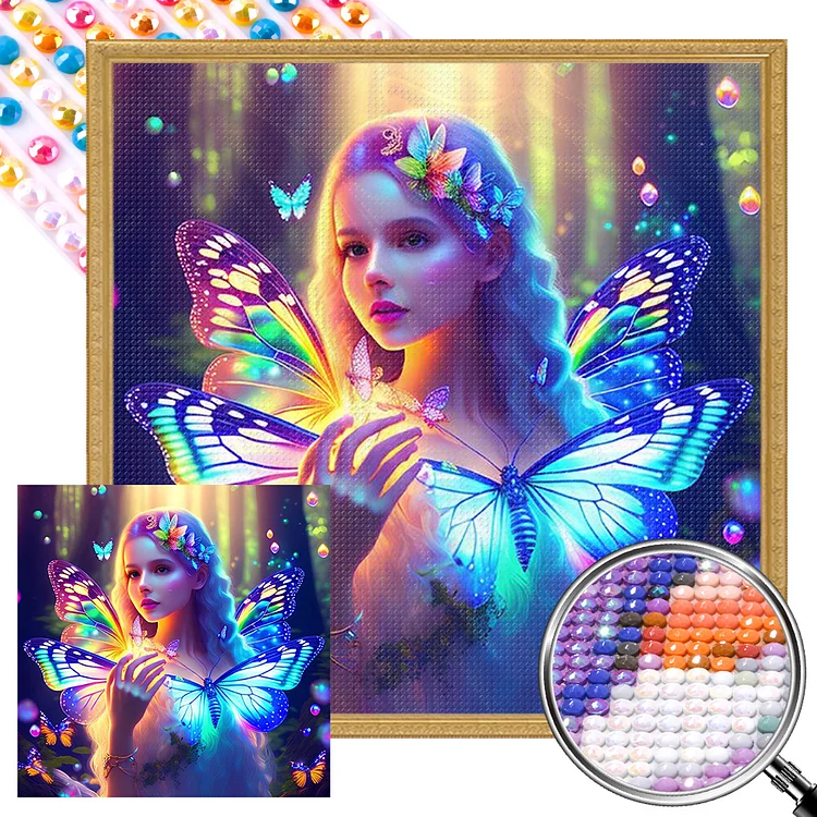 Butterfly Girl 40*40CM(Canvas) AB Round Drill Diamond Painting gbfke