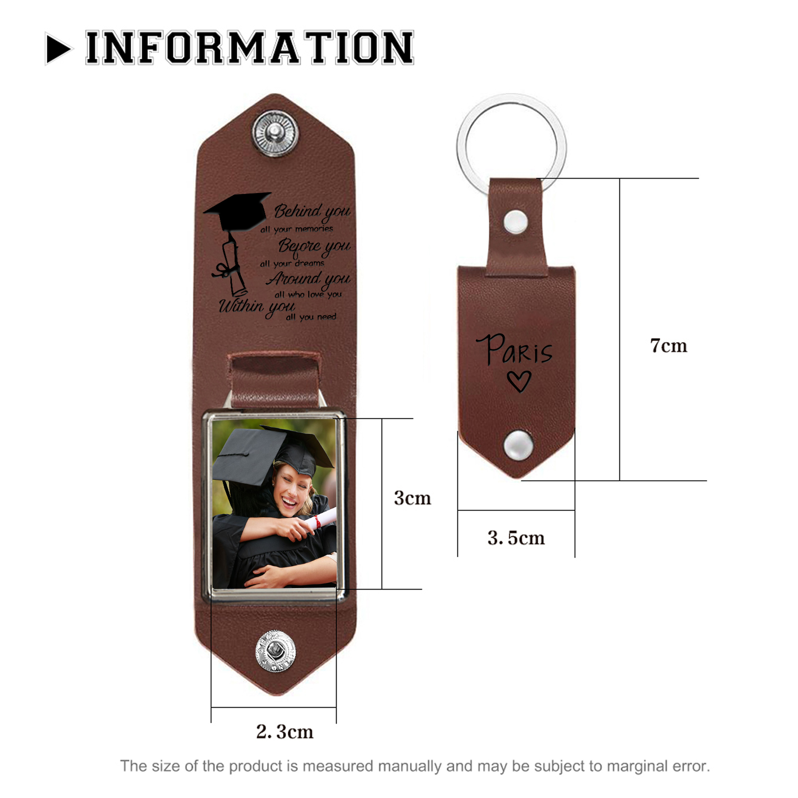 Personalised Graduation Leather Keychain Custom Name & Photo Keychain Graduation Gift for Him/Her-Jessemade AU