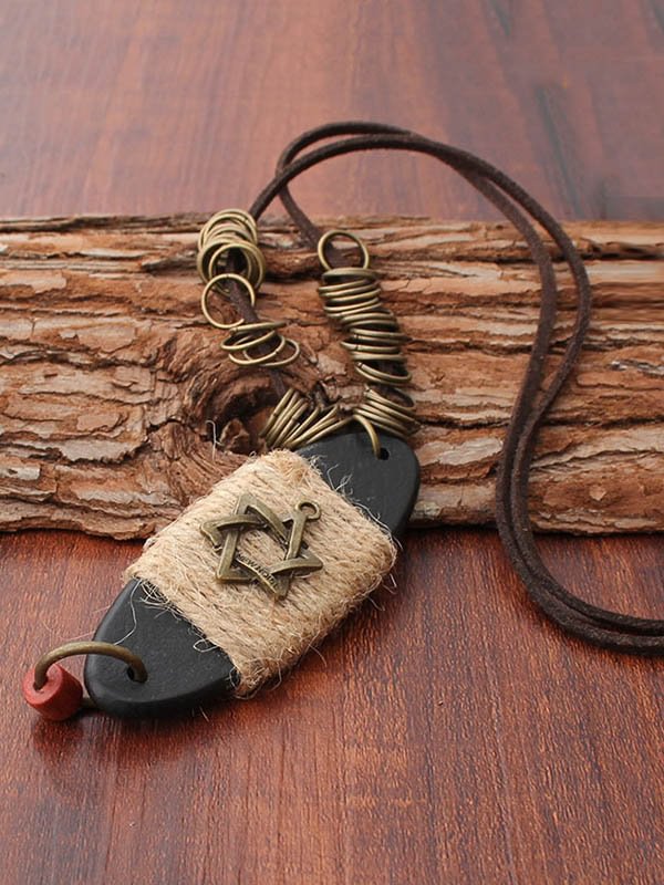 Vintage Wooden Star Shape  Necklaces Accessories