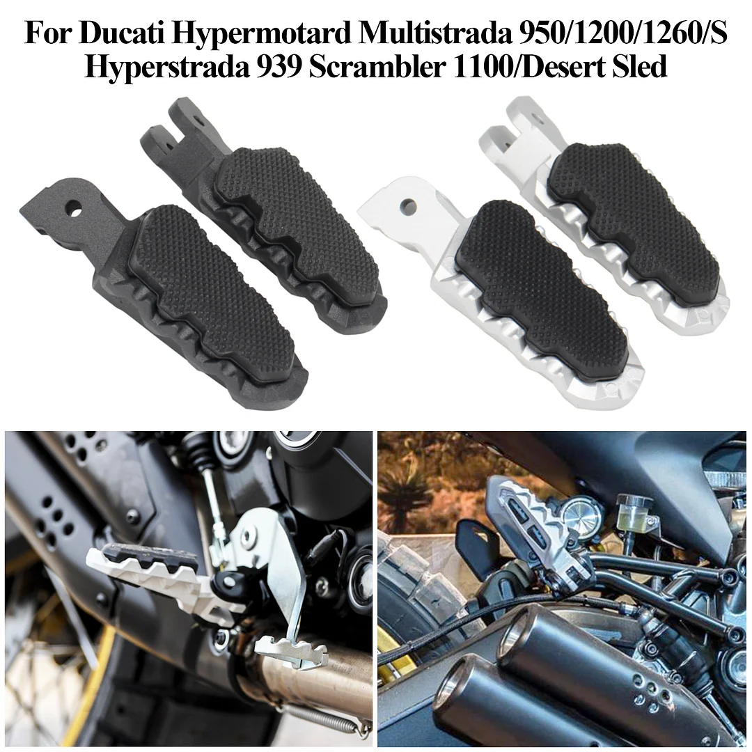 Footrests Foot Pegs For Ducati Hypermotard Multistrada 950/1200/1260/S Hyperstrada 939 Scrambler 1100/Desert Sled