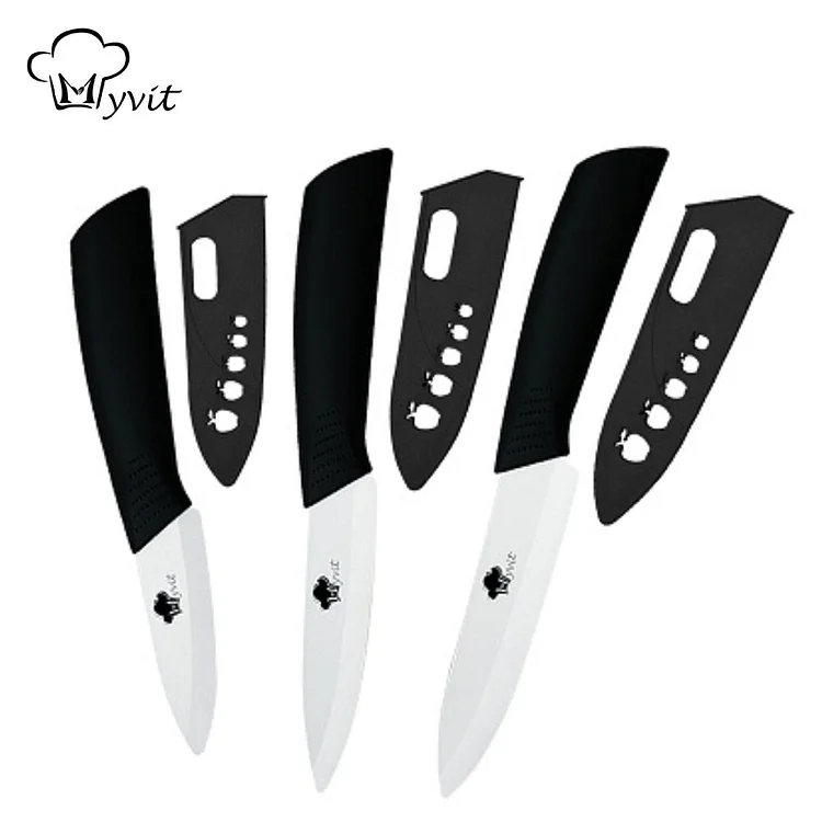 Ceramic knife set, slicing fruit and vegetable cutting knife 3 4 5 inch white zirconium oxide blade
