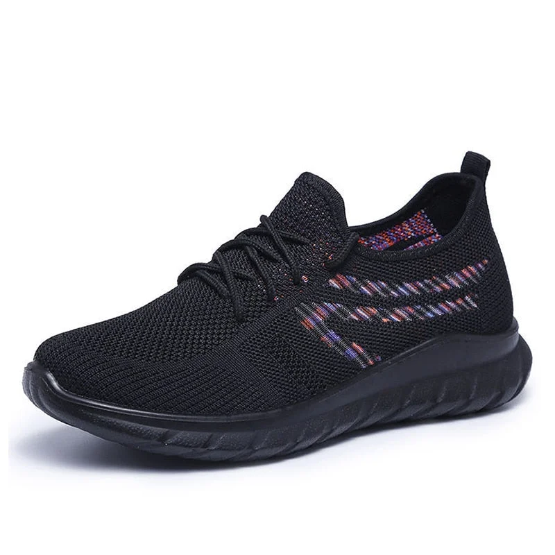Women's Sneakers Mesh Autumn Breathable Sneakers Women Casual Shoes Lace Up Spring Female Flats Knitting Ladies Vulcanized Shoes