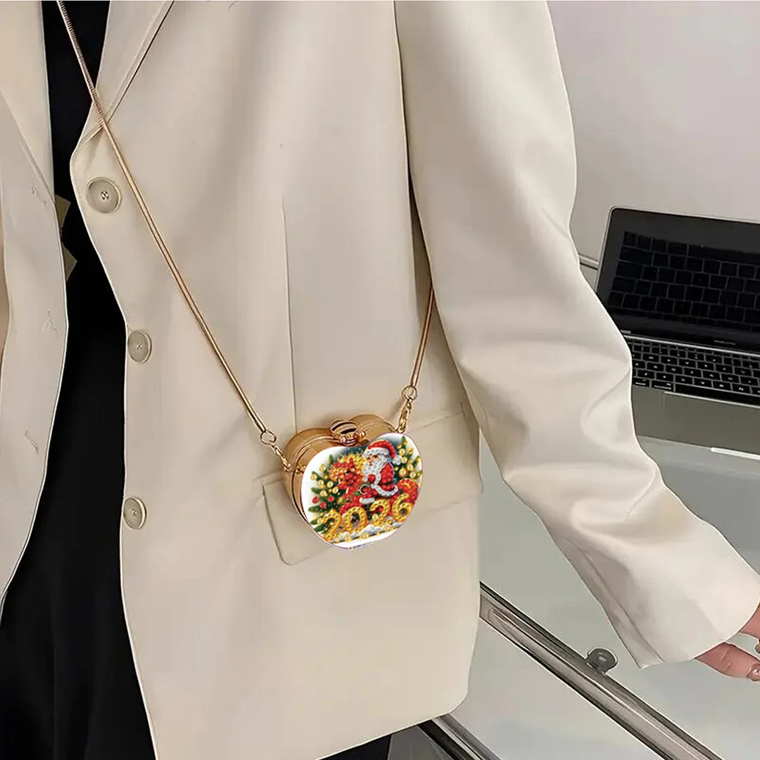 Santa Claus 2026 DIY Acrylic Love Diamond Painting Coin Purse w/ Chain for Women