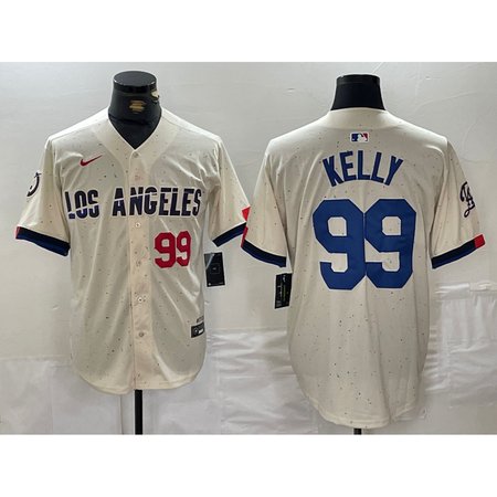Men's Los Angeles Dodgers #99 Joe Kelly Cream Stitched Baseball Jersey NXP7