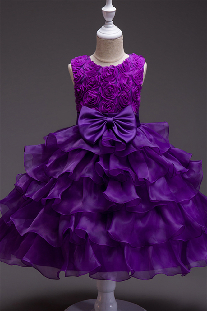Pretty Sleeveless Tulle Flower Girl Dress Layers With Flowers Bowknot - lulusllly