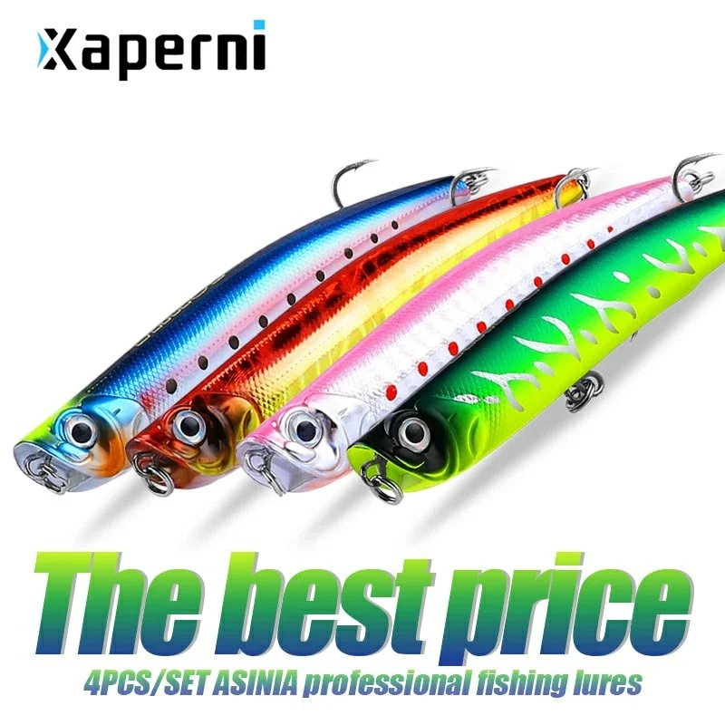 ASINIA Best price 4pcs each set 100mm 10g topwater lures hard bait minnow quality professional 10color for choose