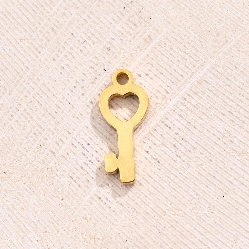 1 Piece 13x7mm 14x6mm 7×5.5mm Hole 1~1.9mm 304 Stainless Steel 18K Gold Plated Pentagram Heart Shape Key Polished Jewelry Accessories Pendant