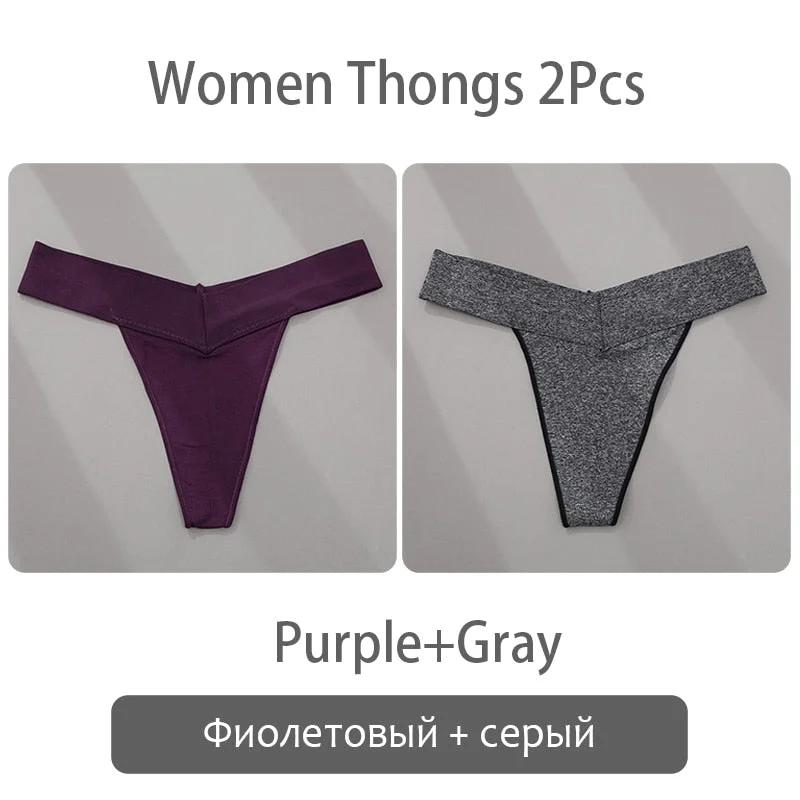 FINETOO S-2XL Women Thongs Sexy V Waist G-String Panties Plus Size T-back Underpants Ladies Thongs Underwear Female Lingerie New