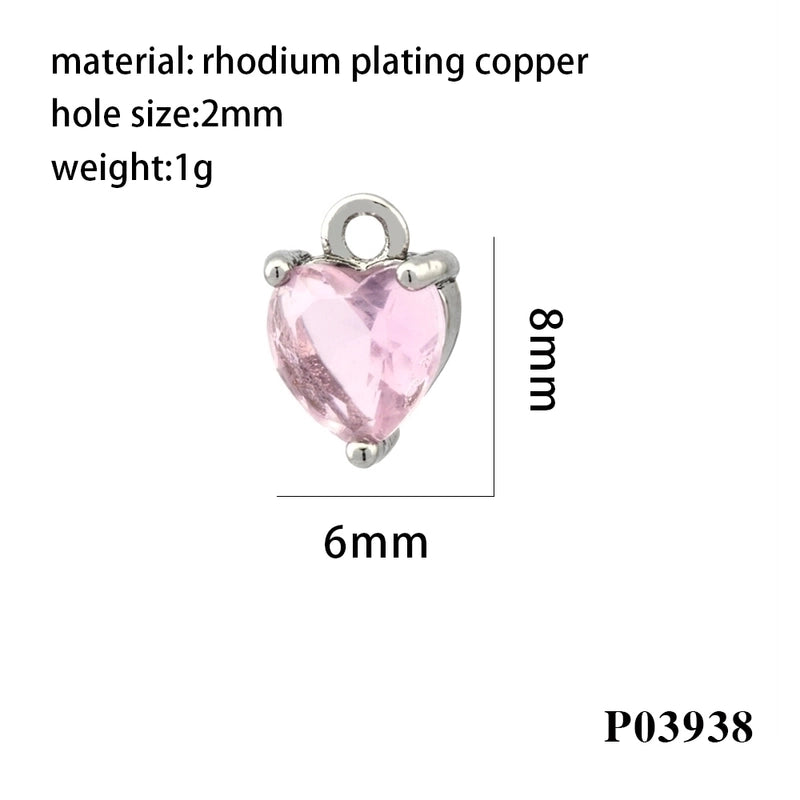 Romantic Minimalist Heart Shape Copper Plating Inlay Zircon 18k Gold Plated Valentine’s Day Charms