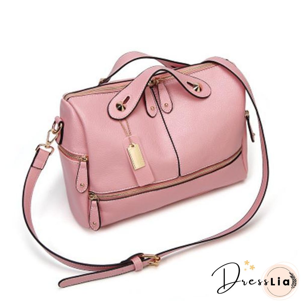 Cowhide PU Leather Handbag Multi Pockets Crossbody Bag