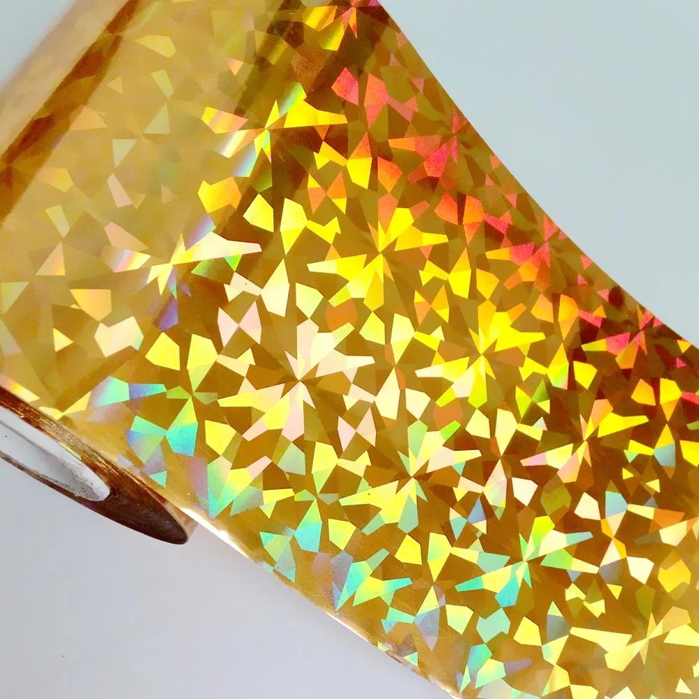 8CMx120M Holographic Broken Glass Nail Foils Laser Blue Green Hot Stamping Transfer Sticekrs Film DIY Full Cover Decals Roll-Nail Inspo