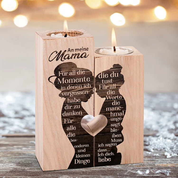 Kettenmachen Quaderform Kerzenhalter-An meine Mama Ich muss sagen, dass ich dich liebe-Holz Kerzenständer für Mutter