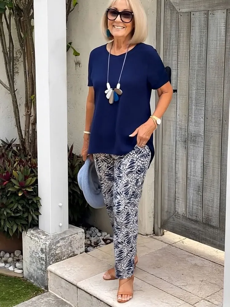 Vacation Two Piece Set Casual Holiday Loose Suit Two Piece Seaside Suit Holiday Clothing Sun Protection Suit
