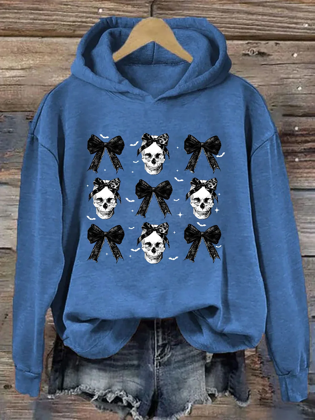 Halloween Skull Black Bow Hoodie