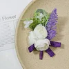 10PCS Purple Wedding Catering Bridal Groom Guests Corsage Boutonniere Wrist Artificial Flower Bouquets