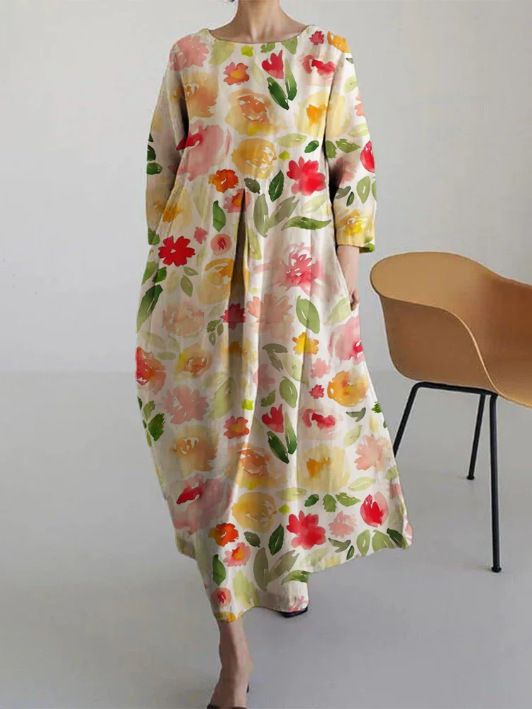 Women's Casual Colorful Flower Print Dress