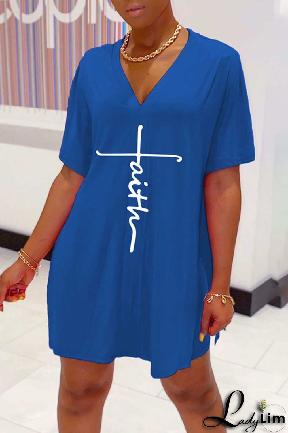 Tangerine Red Casual Print Split Joint V Neck Short Sleeve Two Pieces